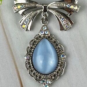 Gorgeous Bow and Moonstone Brooch